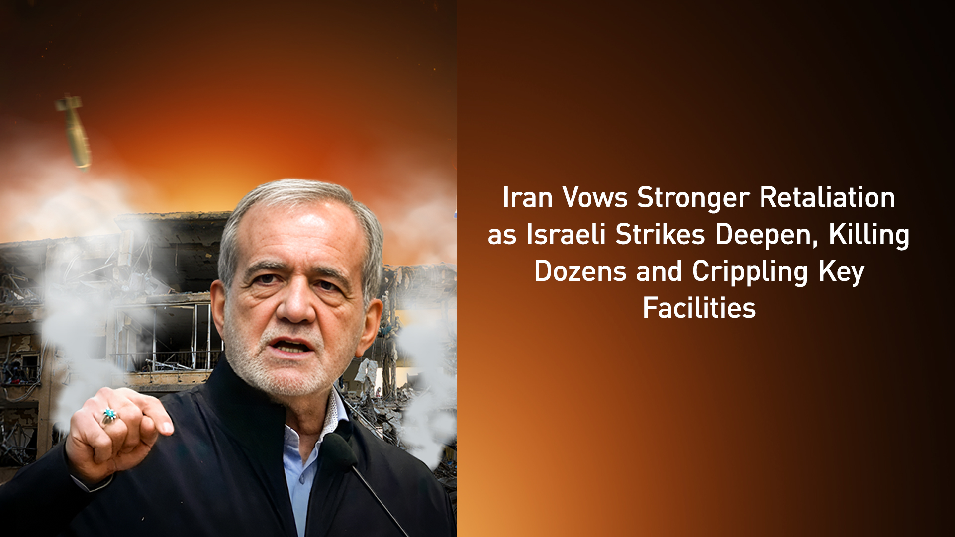 Iranian President Masoud Pezeshkian. (Graphics: Kurdistan24)