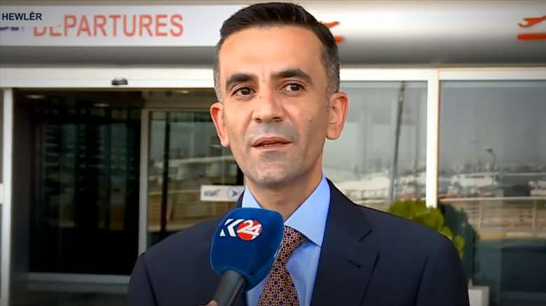 Ahmed Hoshyar, Director of Erbil International Airport, speaking to Kurdistan24. (Photo: Kurdistan24)