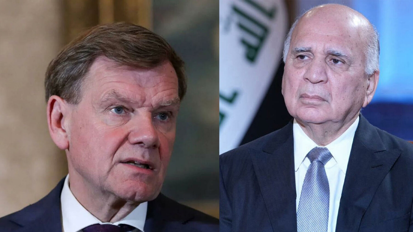 L-R: Germany’s FM Johann Wadephul and Iraq's FM Fuad Hussein. (Photo: Iraqi Foreign Ministry)