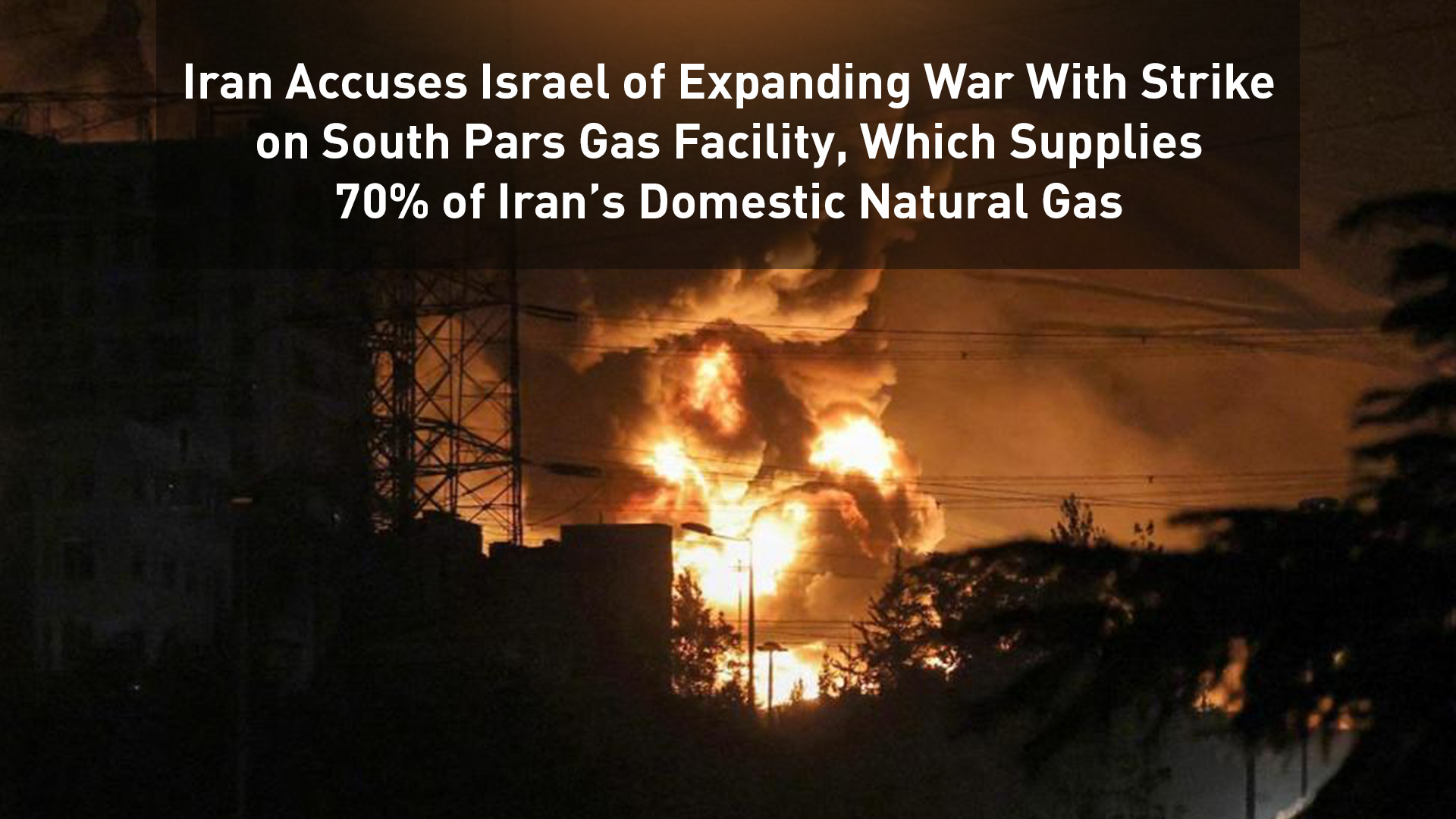 A fire blazes in the oil depots of Shahran, northwest of Tehran, following an Israeli strike. (Photo: Social Media)