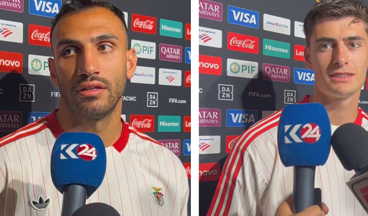 Vangelis Pavlidis (L) and António Silva speaking with Kurdistan24's correspondent. (Photo: Kurdistan24)
