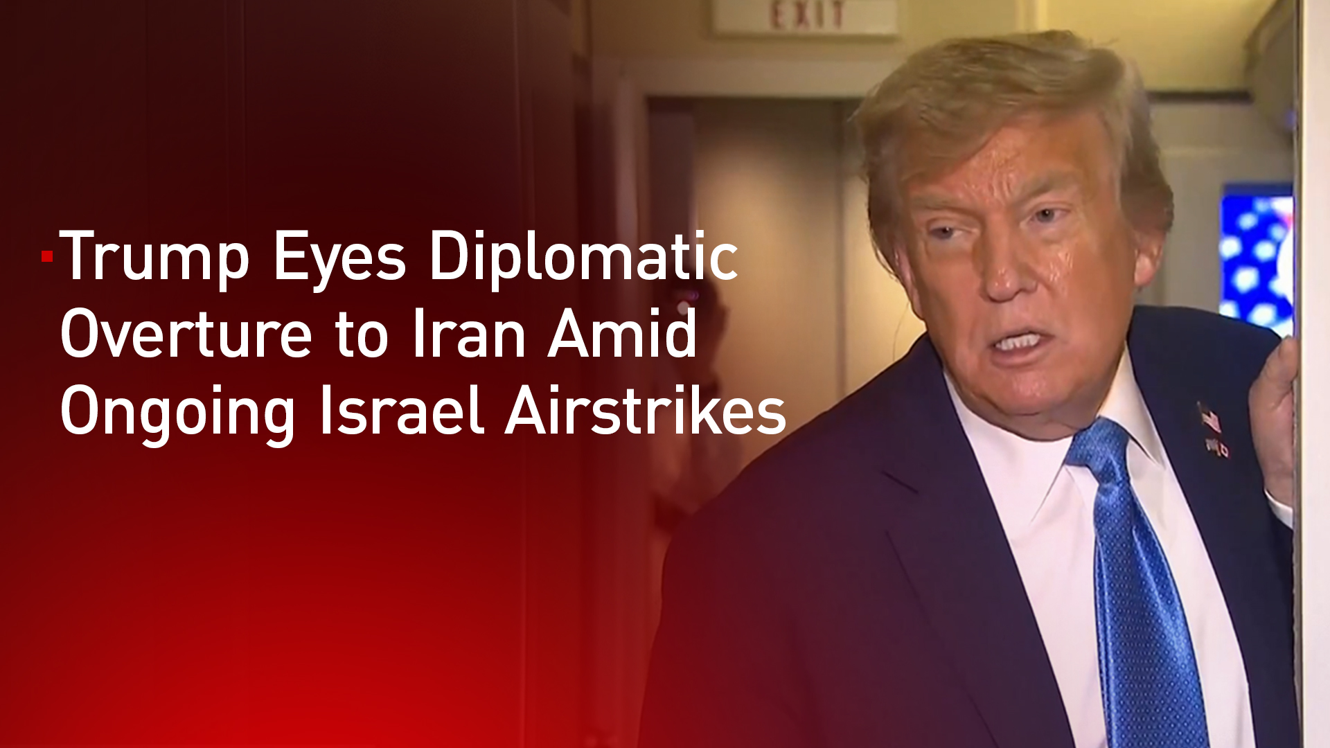 U.S. President Donald Trump speaks to reporters aboard Air Force One while returning from Canada to Washington, D.C. (Graphics: Kurdistan24)