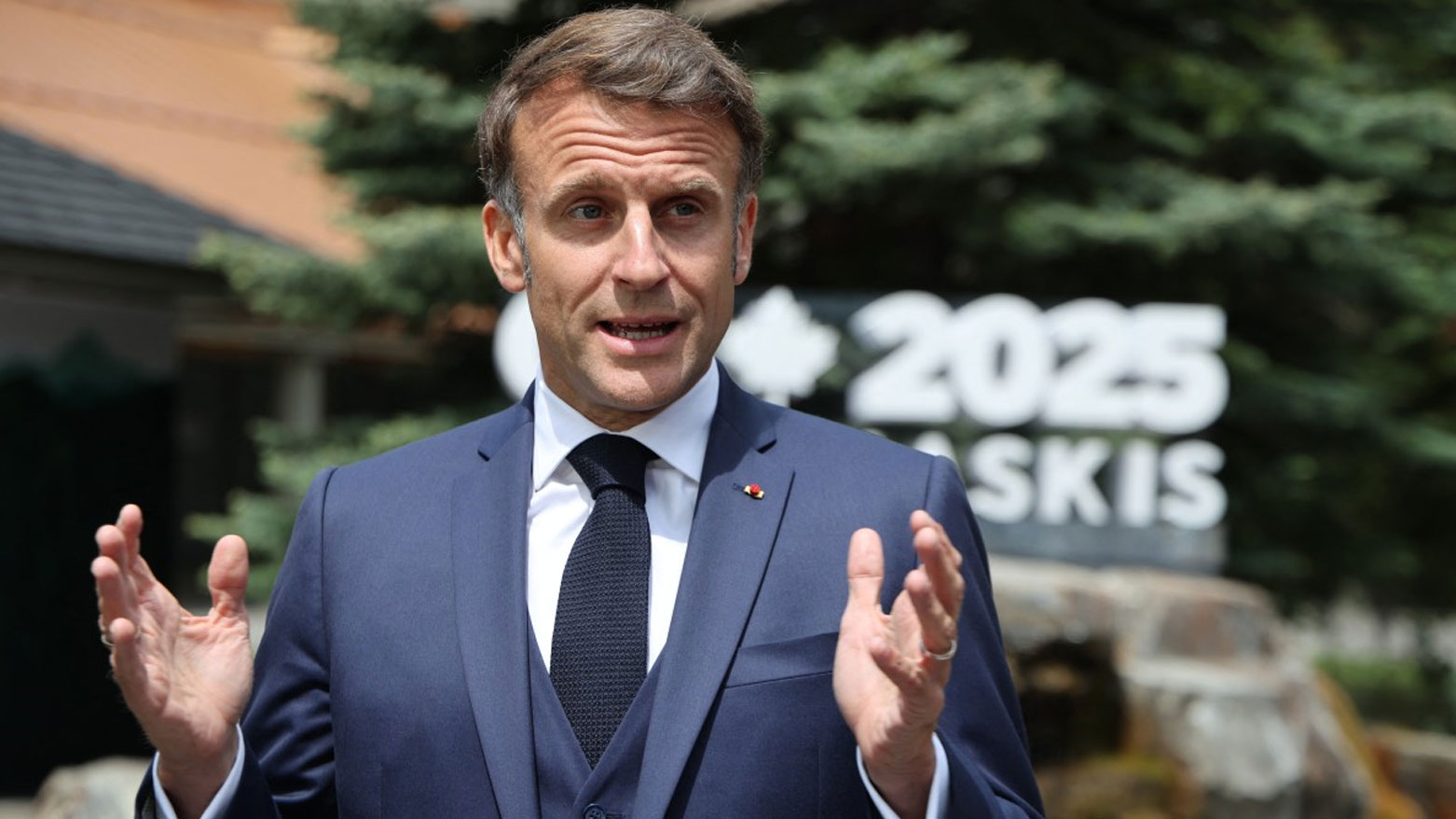 French President Emmanuel Macron speaks to the press during the Group of Seven (G7) Summit at the Pomeroy Kananaskis Mountain Lodge in Kananaskis, Alberta, Canada on June 17, 2025. (Photo: AFP)