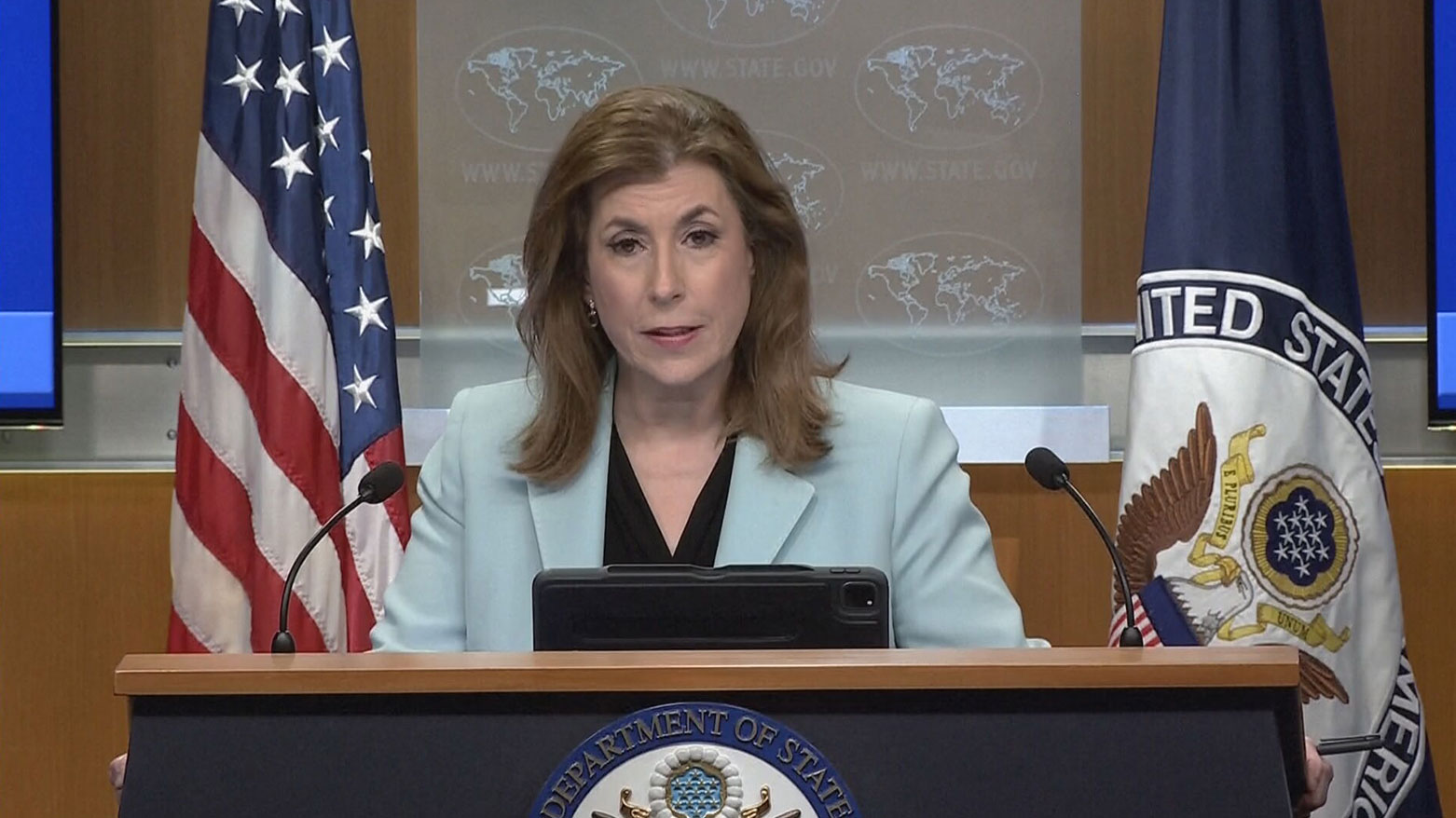 U.S. State Department Spokesperson Tammy Bruce speaking at the press conference, May 22, 2025. (Photo: U.S. State Department)