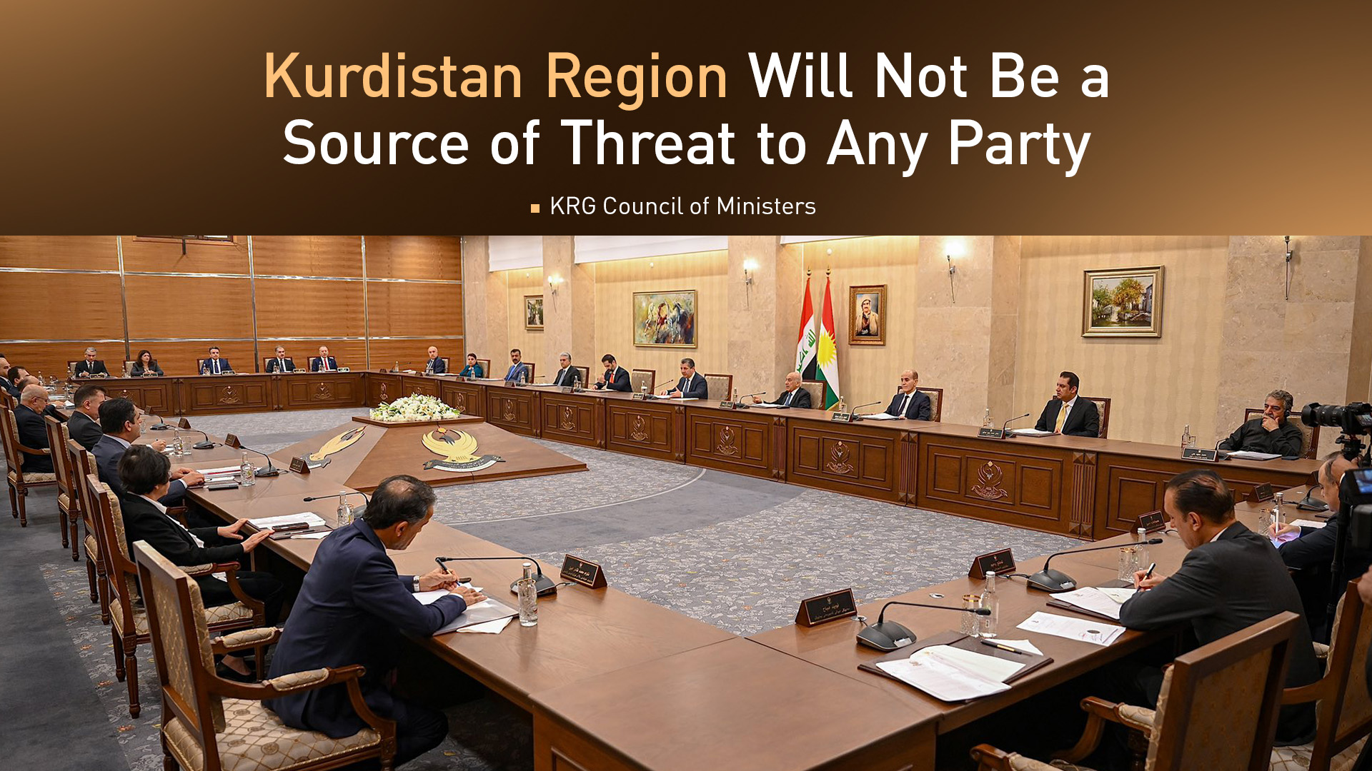 The photo shows the KRG's Council of Ministers meeting on Wednesday. (Photo: KRG)