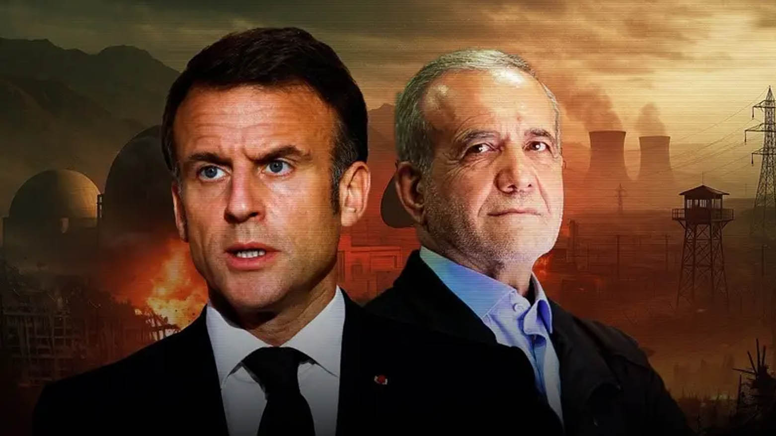 مەسعود پزیشکیان، سەرۆک کۆماری ئێران و ئیمانوێل ماکرۆن، سەرۆک کۆماری فەرەنسا