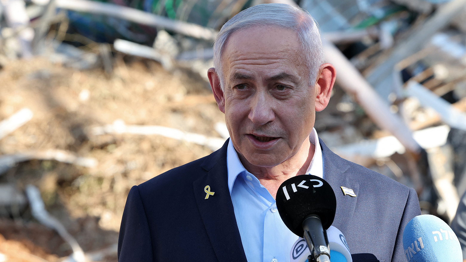 Israel's Prime Minister Benjamin Netanyahu gives a statement during a visit to the site of the Weizmann Institute of Science, which was hit by an Iranian missile barrage, in the central city of Rehovot on June 20, 2025. (Photo: AFP)