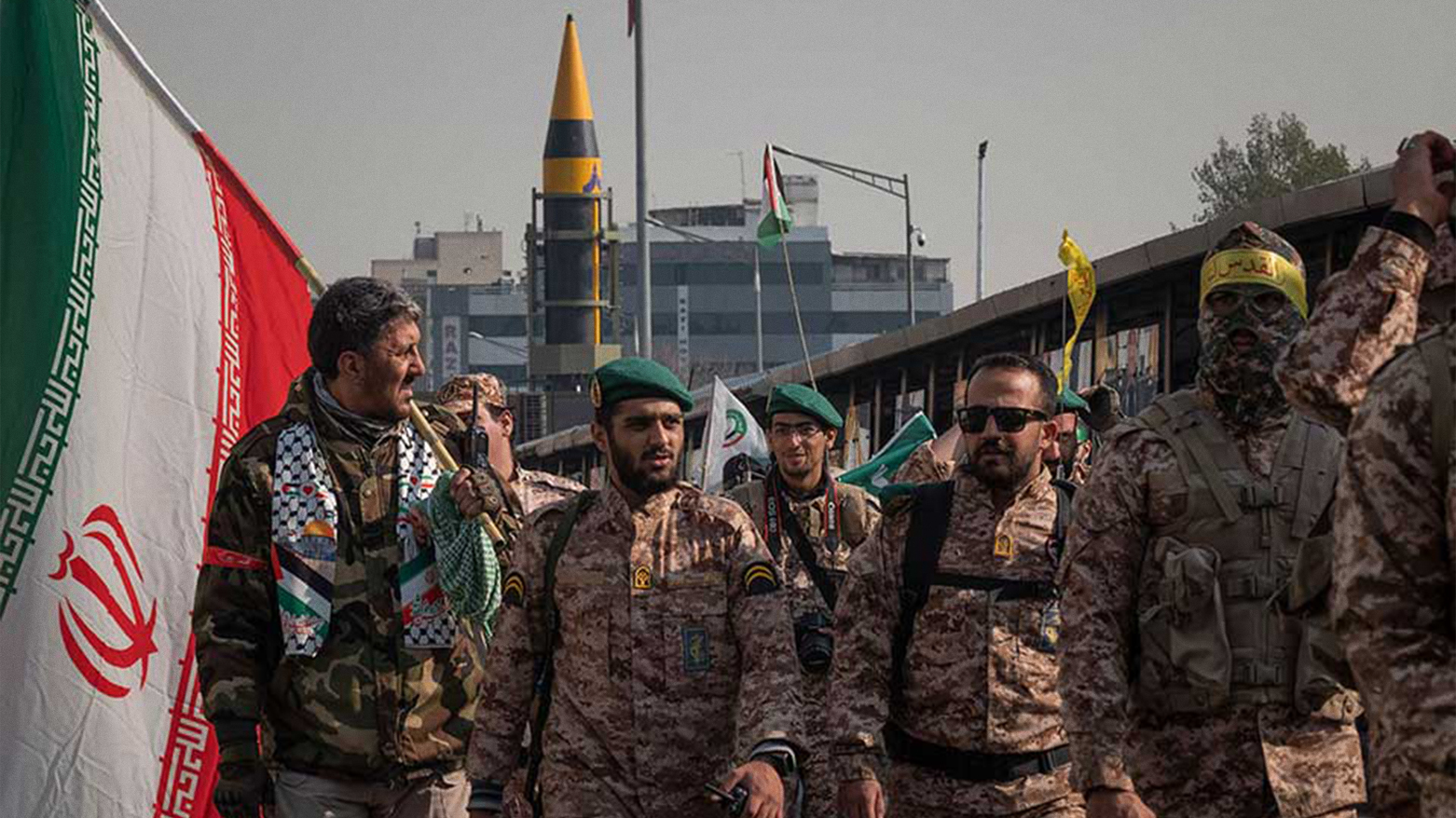 IRGC military personnel at a military rally in Tehran, Iran, on Nov. 24, 2023. (Photo: AP)