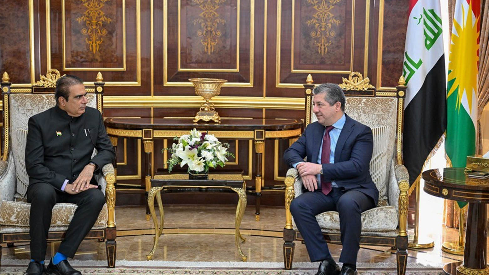 مسرور بارزانی، نخست‌وزیر اقلیم کوردستان و بریجیش کومار، سرکنسول جدید هند در اقلیم کوردستان