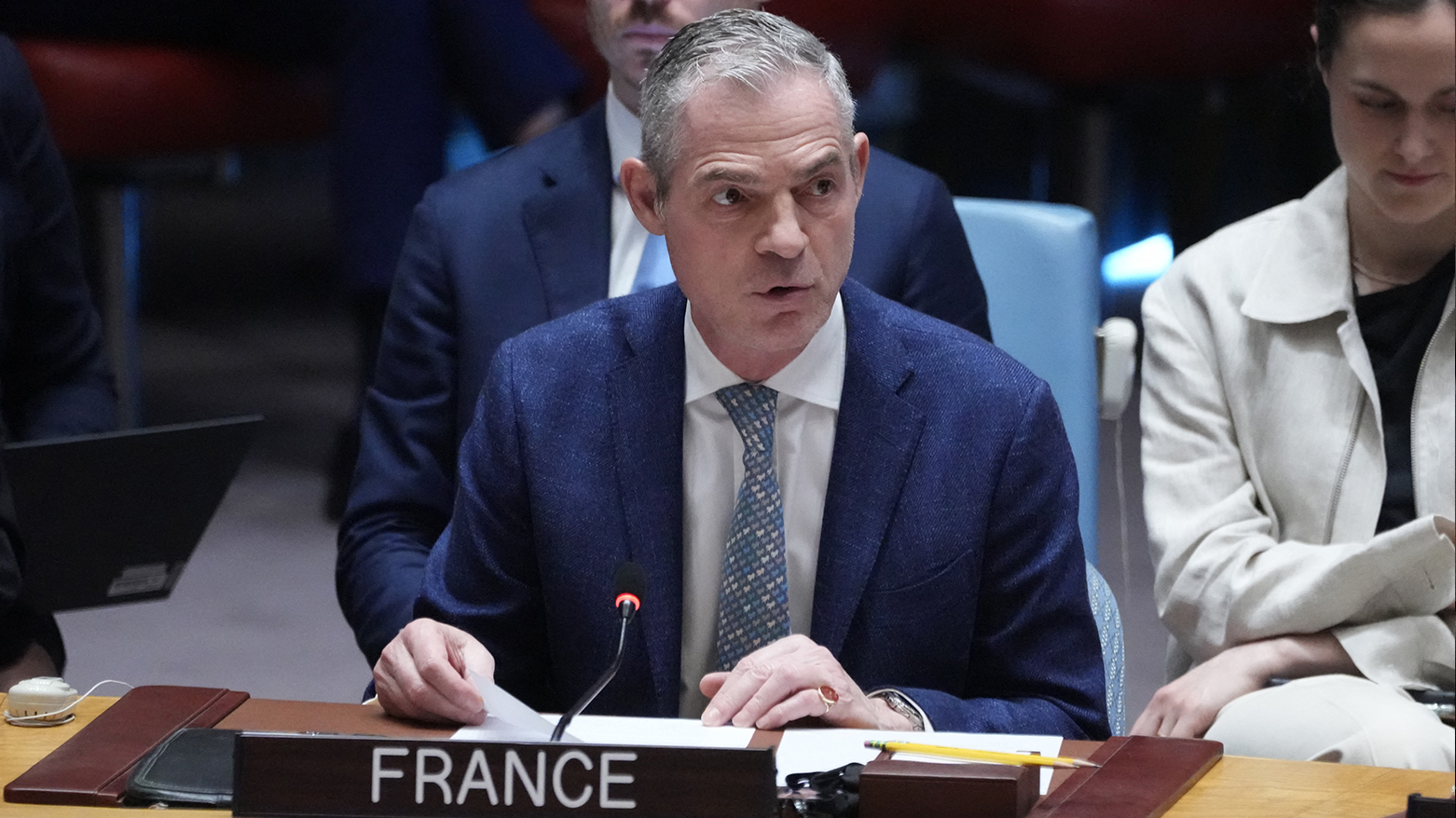 French Ambassador the the UN Jerome Bonnafont speaks during a United Nations Security Council emergency meeting in New York on Jun. 22, 2025. (Photo: AFP)