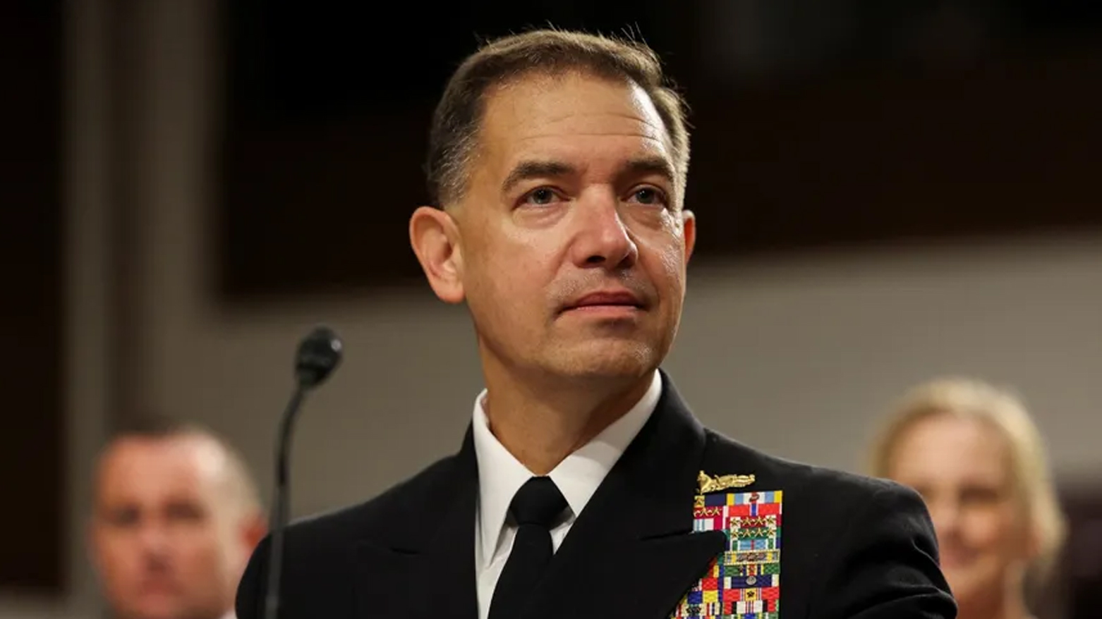 Vice Admiral Charles Cooper, nominee for commander of U.S. Central Command, testifies during a hearing before the U.S. Senate Armed Services Committee at the Capitol in Washington, Jun. 24, 2025. (Photo:  REUTERS)