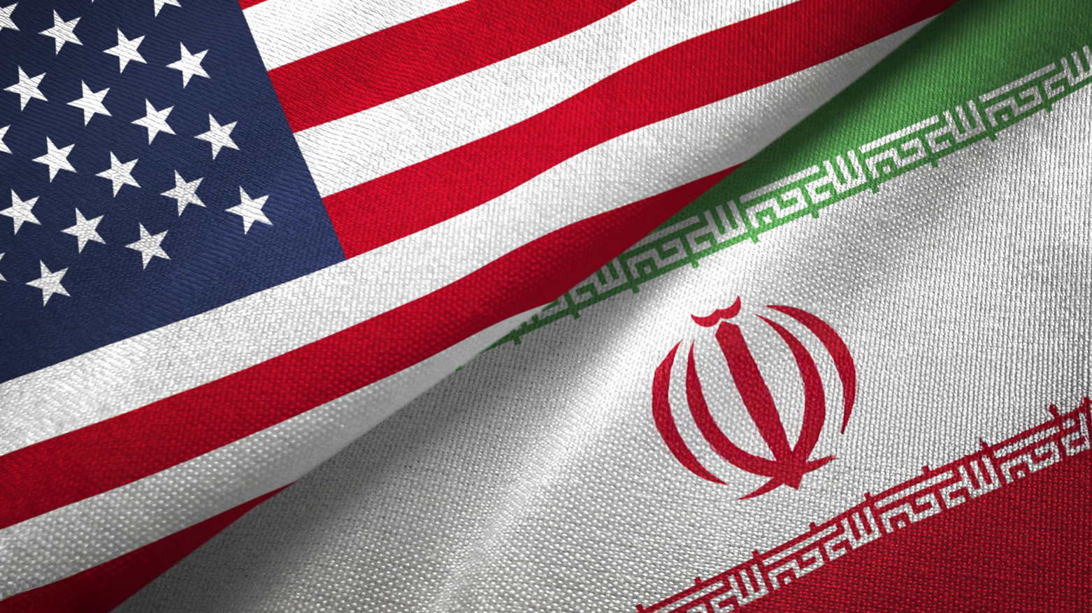 The US flag, (R-U), Iran's flag. (Graphics: Kurdistan24)