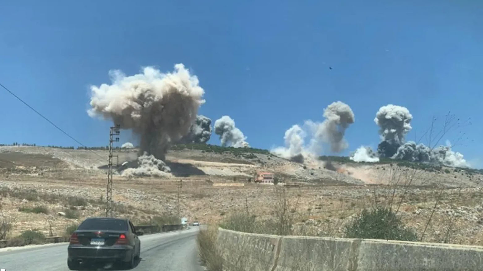 The image shows Israeli airstrikes on Hezbollah positions in Southern Lebanon. (Photo: Kurdistan24)