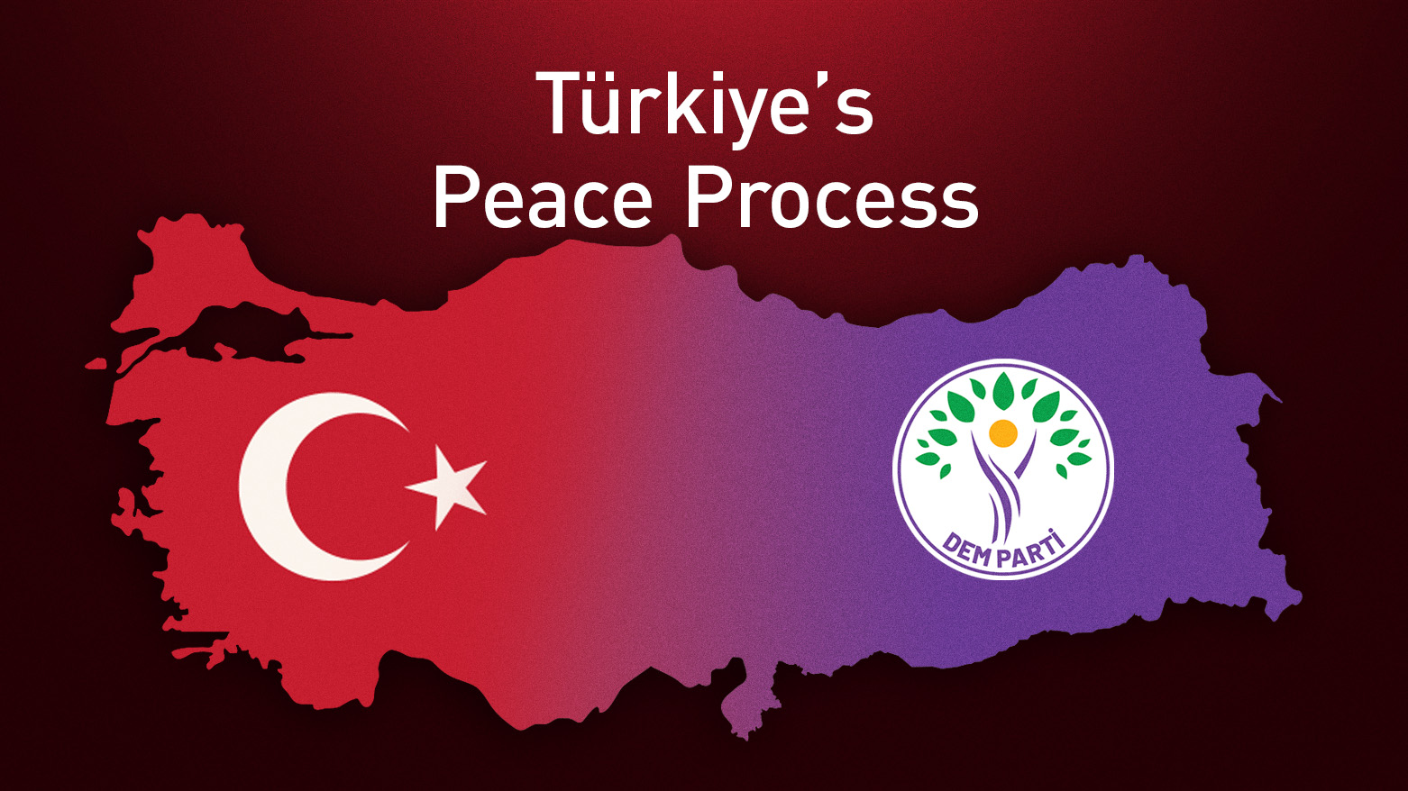 The map of Türkiye, in side it, is the flag of Türkiye (L) and DEM party's logo (R). (Graphic: Designed by Kurdistan24)