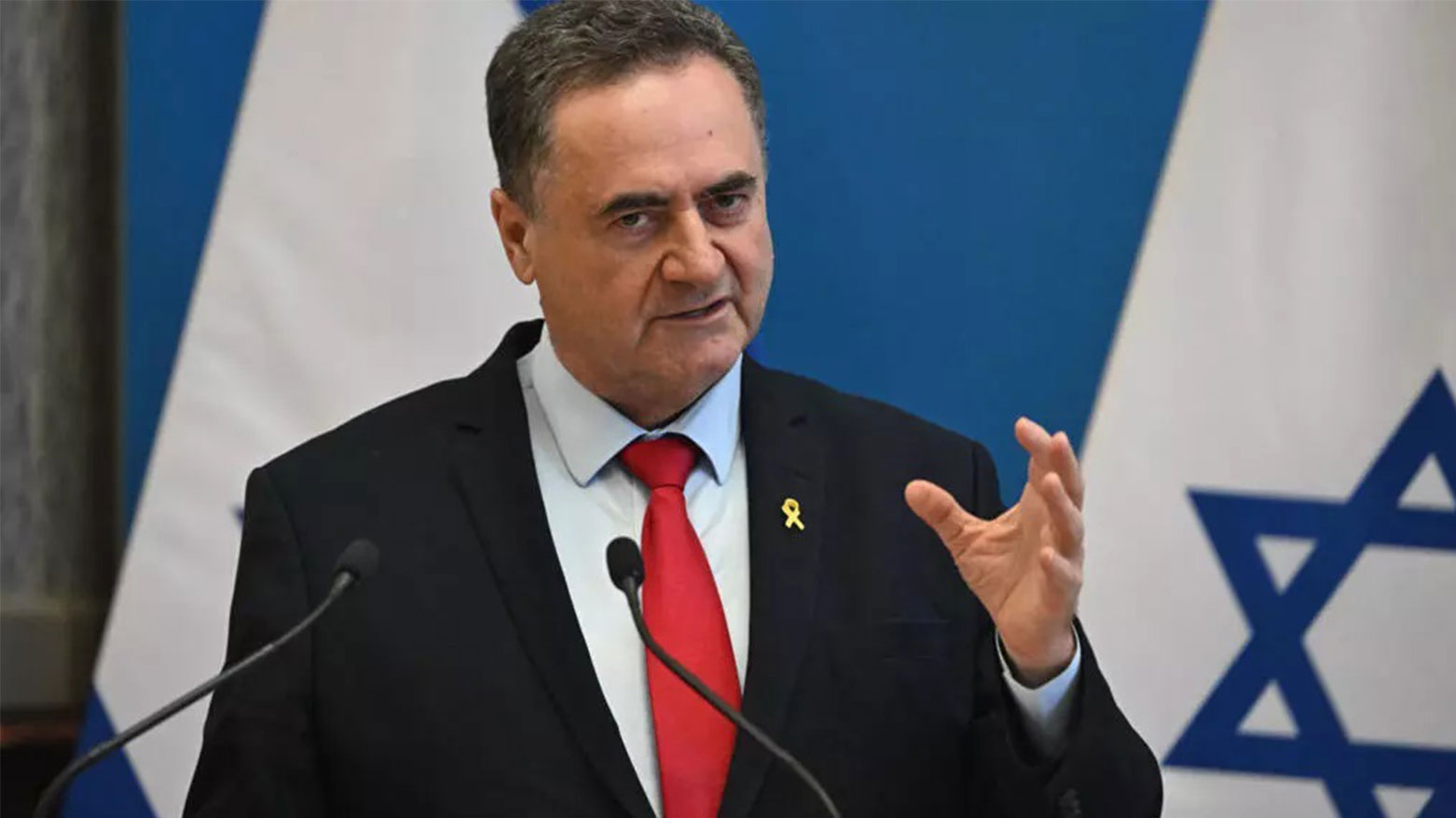 Israel Katz speaks during a joint press conference in Budapest, Hungary, on June 17, 2024. (Photo: AFP)
