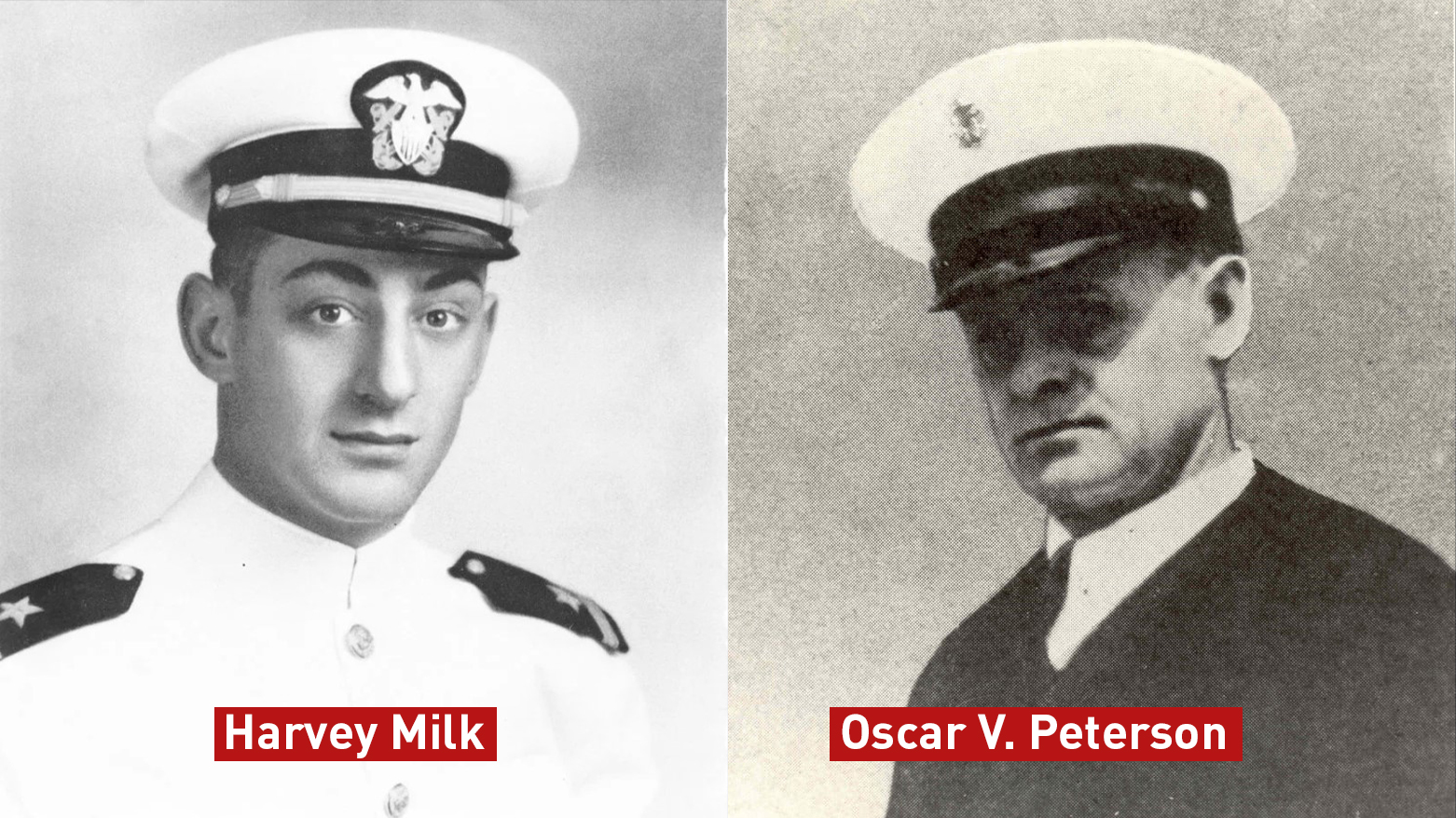 Harvey Milk, (L), Medal of Honor Recipient Oscar V. Peterson. (Graphics: Kurdistan24)
