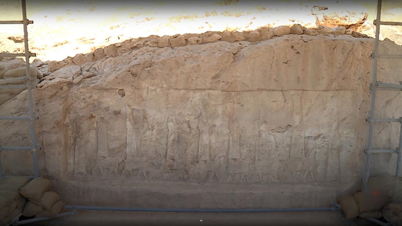 A photo shows a carved plaque depicting an irrigation canal that dates back to Assyrian times in Duhok province's Faida. (Photo: Kurdistan 24)