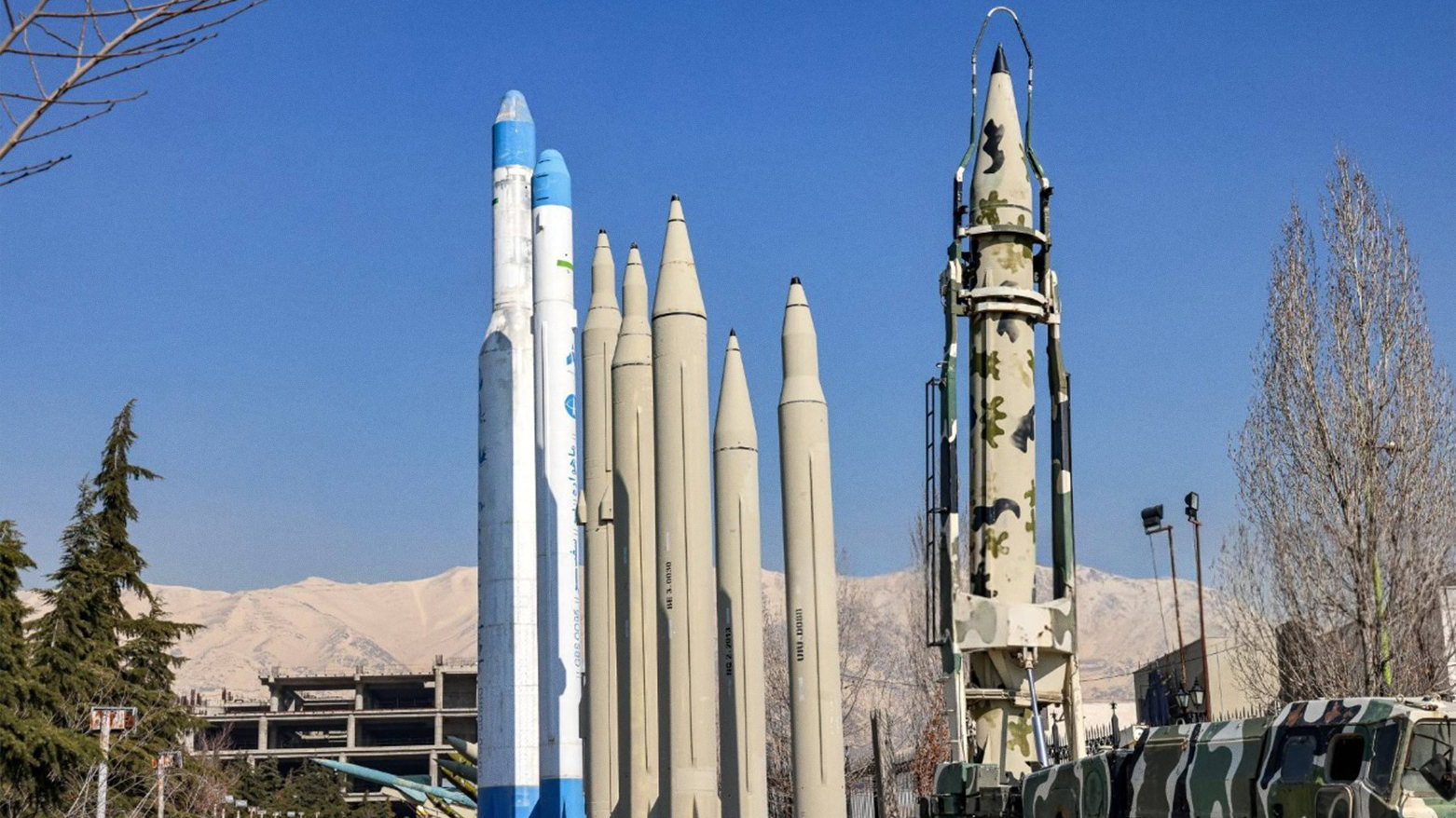 Replicas of Iranian ballistic missiles on display at the Holy Defence Museum in Tehran, Feb. 7, 2024. (Photo: AFP)