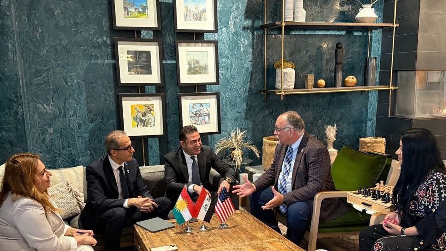 Gohdar Shekho, Supervisor of the Zakho Independent Administration (middle), during his meeting with Rob Kupec (right), a member of the Minnesota State Senate, July 2, 2025. (Photo: Submitted to Kurdistan24)