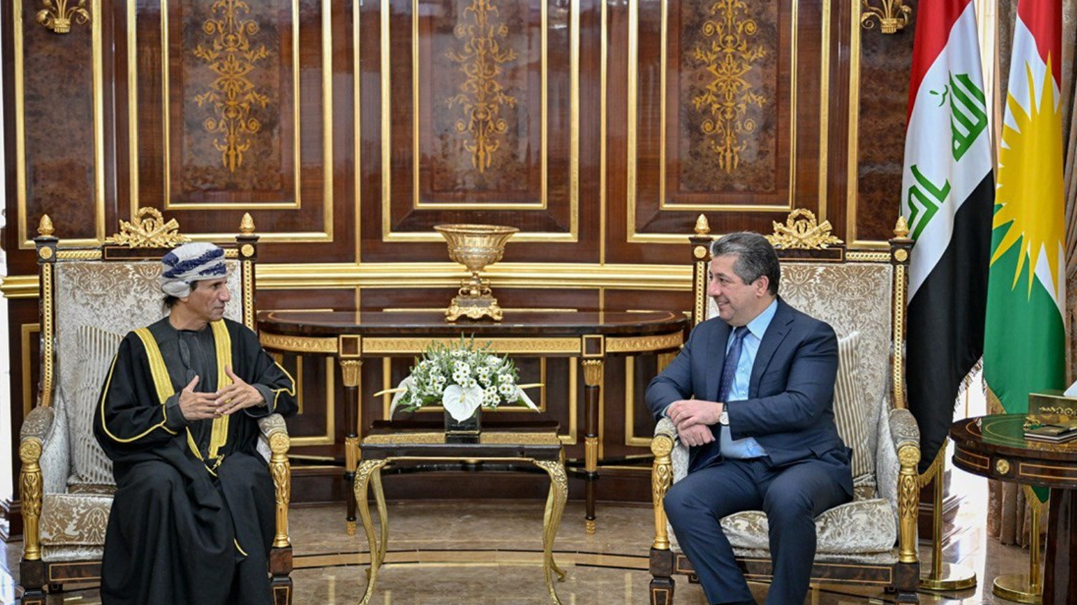Kurdistan Region Prime Minister Masrour Barzani (right) during his meeting with Mohamed al-Hassan, the Special Representative of the UN Secretary-General for Iraq and head of the UNAMI, July 3, 2025. (Photo: KRG)