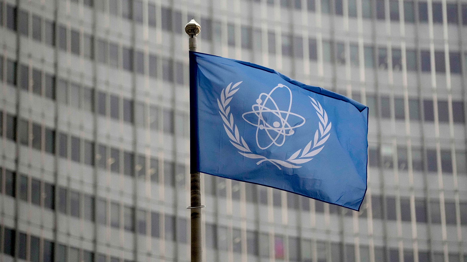 The flag of the International Atomic Energy Agency. (Photo: AP)