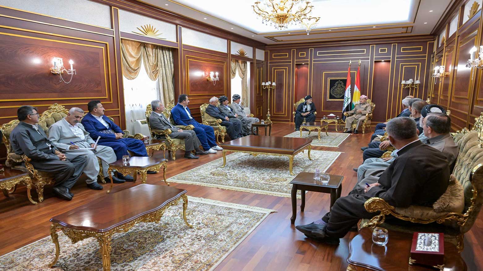 President Masoud Barzani, (Middle-R), Receiving Halabja Support Council Delegation, July 5, 2025. (Photo: Barzani's Media Office)