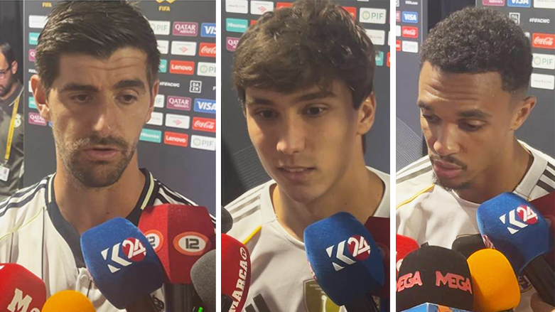 L-R: Thibaut Courtois, Gonzalo García and Trent Alexander-Arnold. (Photo: Kurdistan24)
