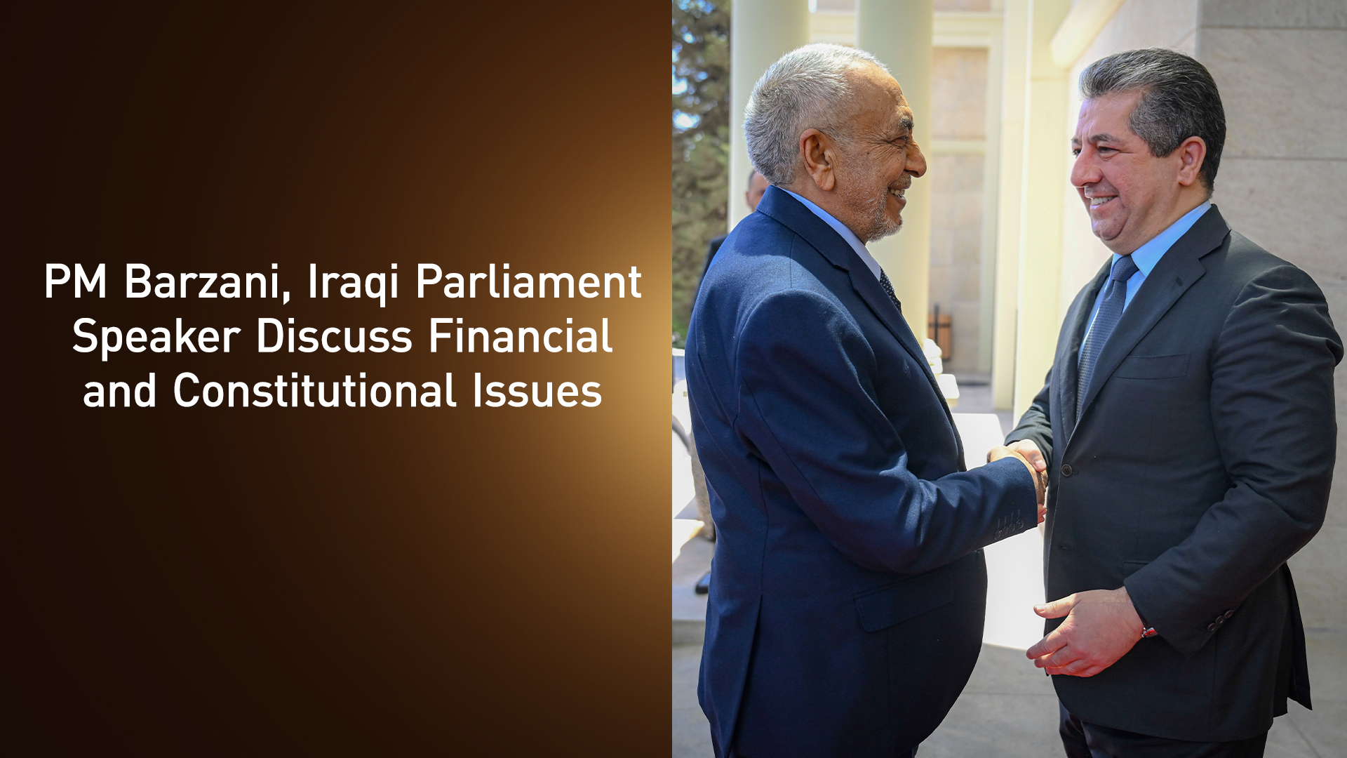 Kurdistan Region's PM Masrour Barzani (R) and Iraq's Parliament Speaker Mahmoud al-Mashhadani (L). (Photo: Kurdistan24)