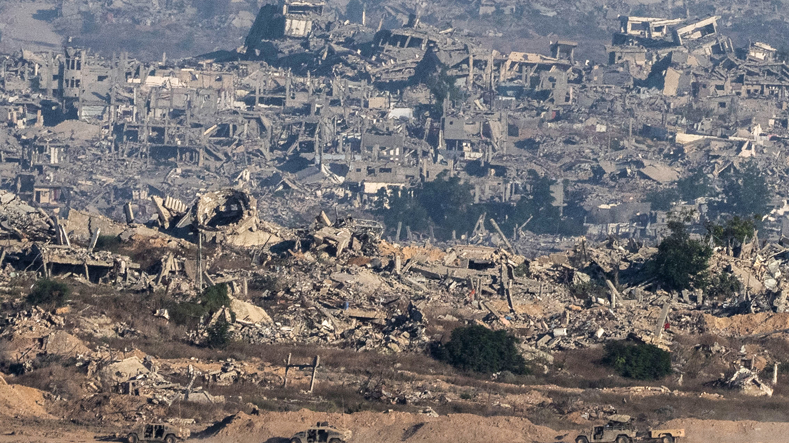 This picture shows Israeli army vehicles inside the the besieged territory on July 6, 2025. (Photo: AFP)