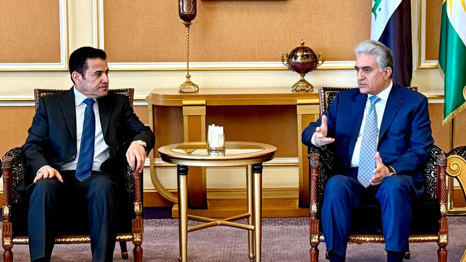 KRG's Minister of Interior Rebar Ahmed (R) and Iraq's NSA Qasim al-Araji (L). (Photo: Kurdistan24)