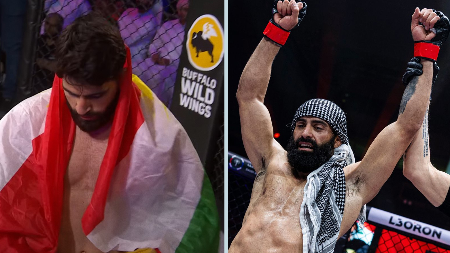 Mohamed Zarey, known as the "Kurdish Gorilla," (R) and MMA Fighter Seyamand Rida (L). (Photo: Kurdistan24)