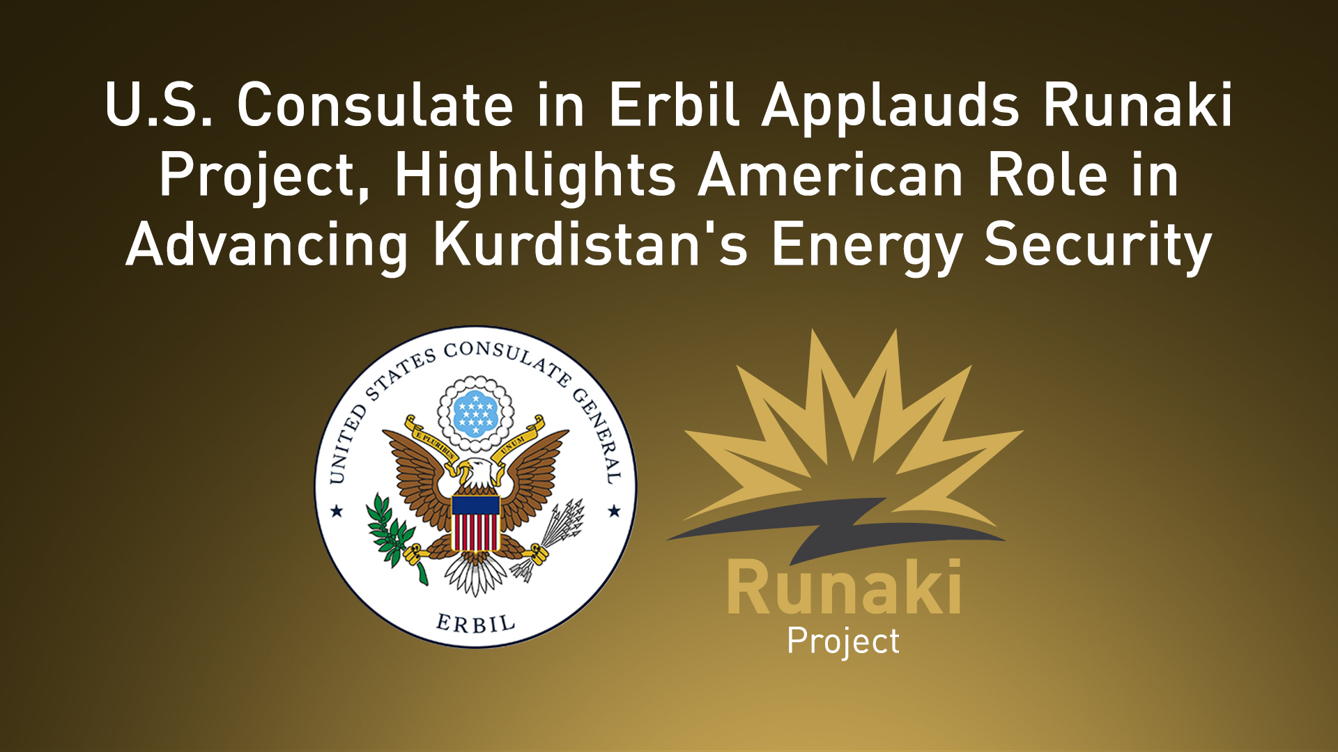 The logo of the U.S. Consulate General in Erbil, (L), the logo of Runaki Project. (Graphics: Kurdistan24)