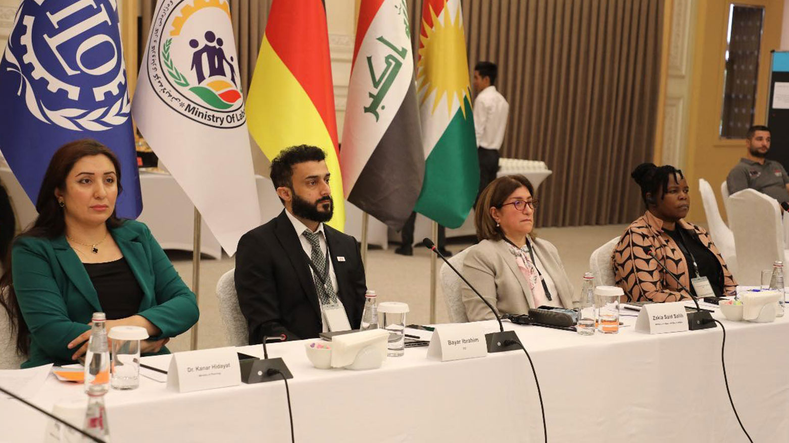 Deputy Minister of Labour and Social Affairs Zakia Said Salih (second from right) is pictured during chairing a session on inclusive employment’ in Erbil, Kurdistan Region of Iraq, July 8, 2025. (Photo: KRG Ministry of Labour and Social Affairs)