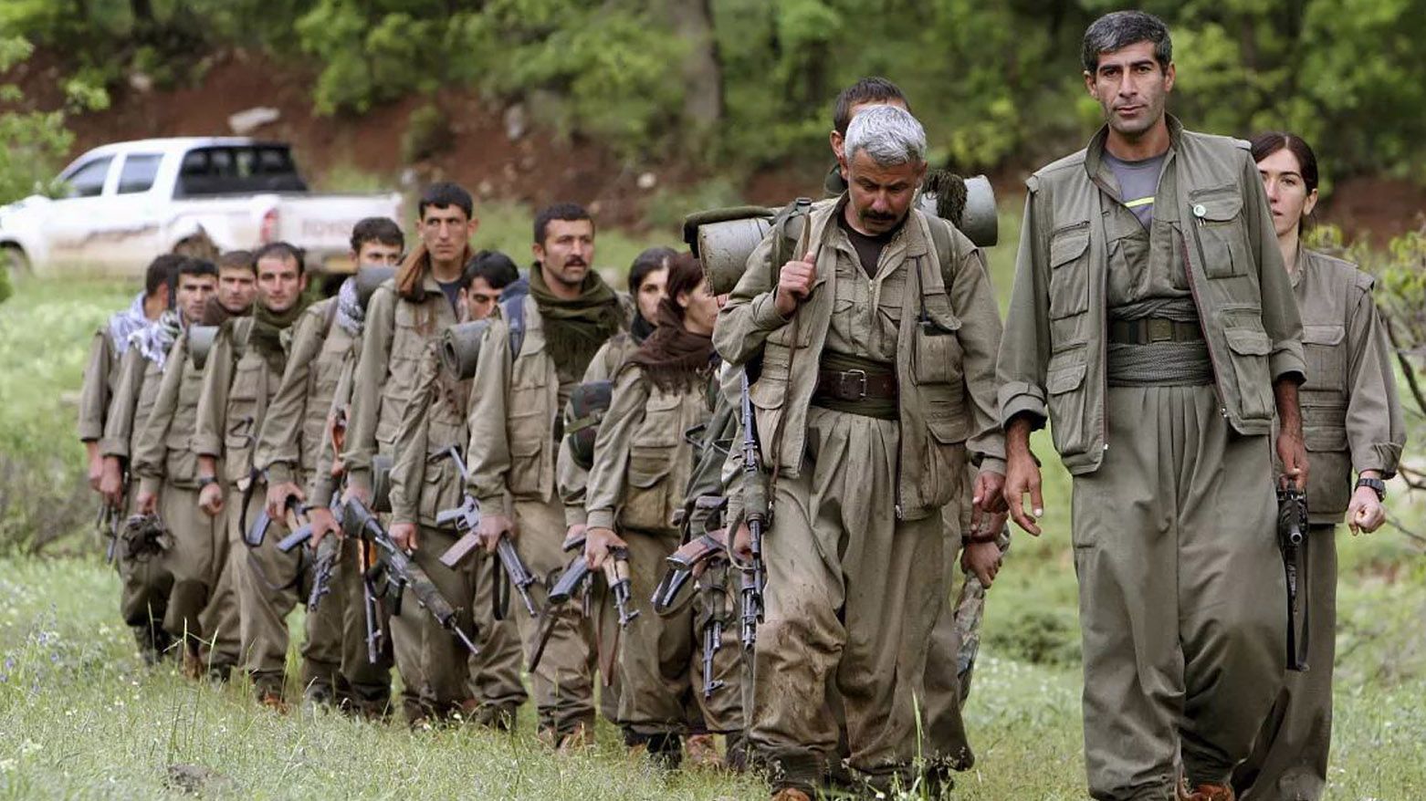 A group of Kurdistan Workers Party (PKK) enter Kurdistan Region's Duhok province. (Photo: AP)