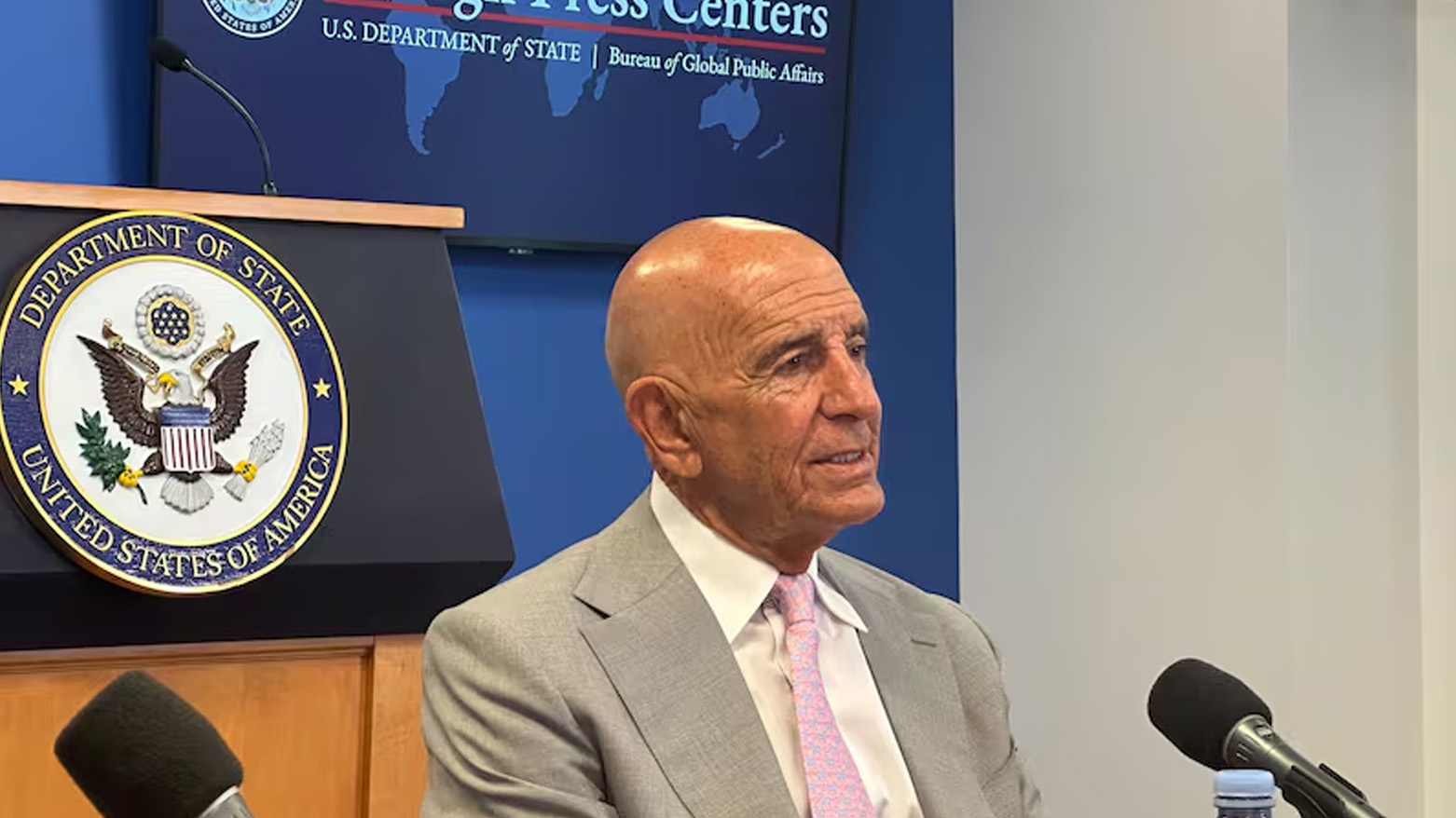 Tom Barrack, US special envoy to Syria and ambassador to Turkey, speaks in New York on Jul. 11. (Photo: The National)