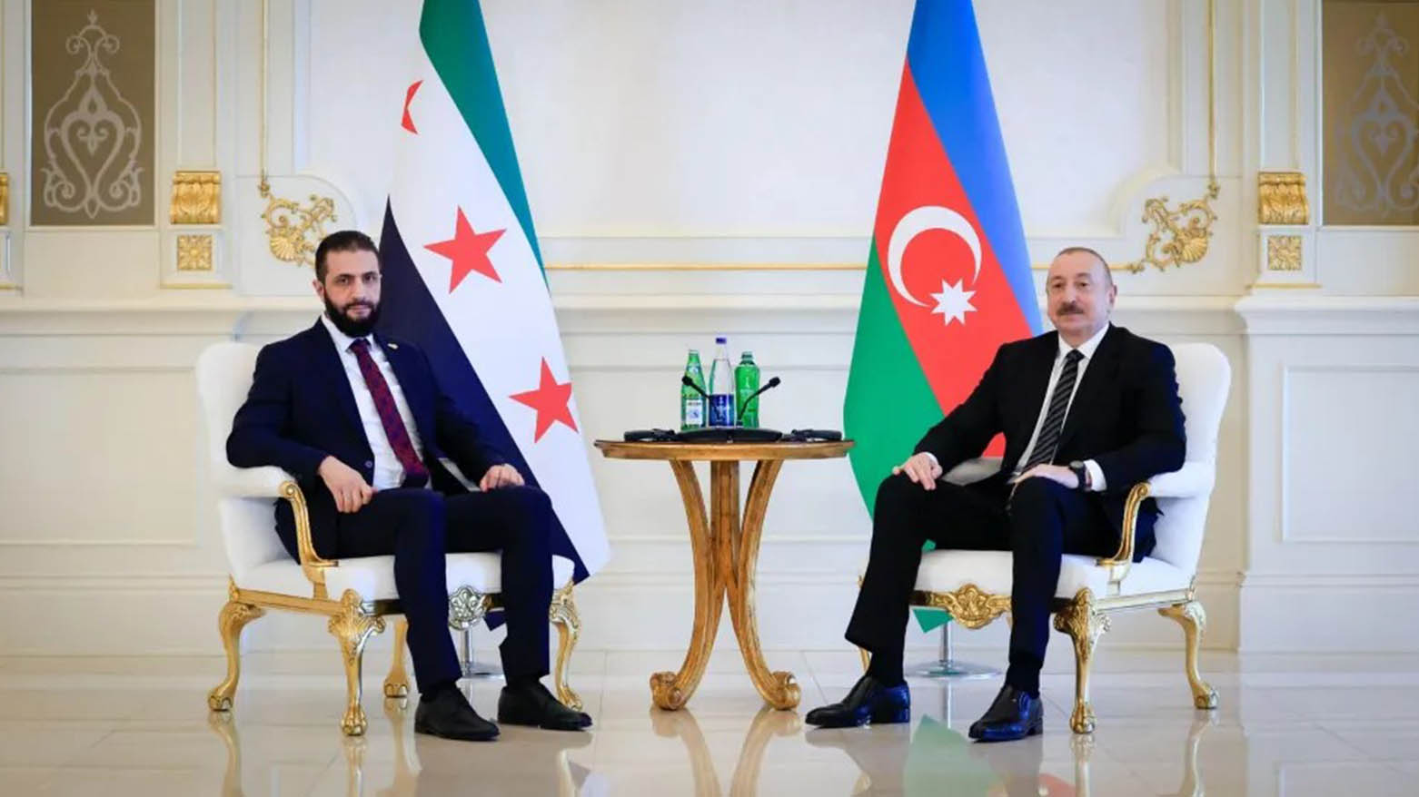 Ahmed Şaraa, Azerbaycan Cumhurbaşkanı Aliyev ile bir araya geldi