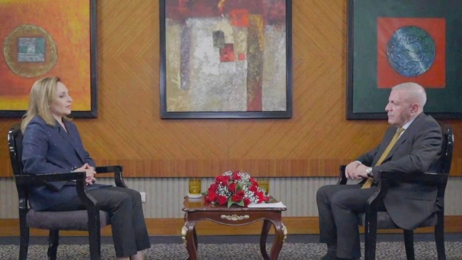 Ayşegül Doğan, the spokesperson for Turkey’s pro-Kurdish Equality and Democracy Party (DEM) (L), Kurdistan 24 Channel presenter Jamal Batun (R). (Photo: Kurdistan24)