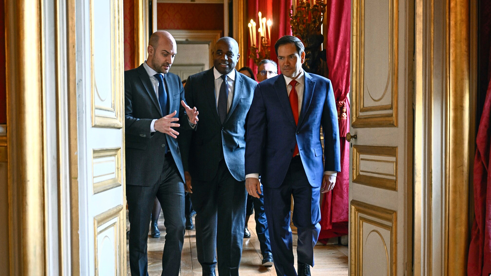 French FM Jean-Noel Barrot (L), Britain's Foreign Secretary David Lammy (C), and US Secretary of State Marco Rubio in Paris, April 17, 2025. (Photo: AFP)