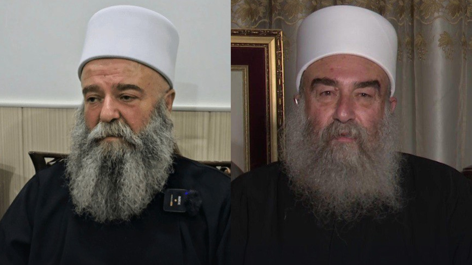 Sheikh Hikmat al-Hijri, one of the three spiritual head of the Druze community in Syria (R), Sheikh Yousef Jarbou, one of the three spiritual head of the Druze community in Syria (L). (Graphic: Kurdistan24)