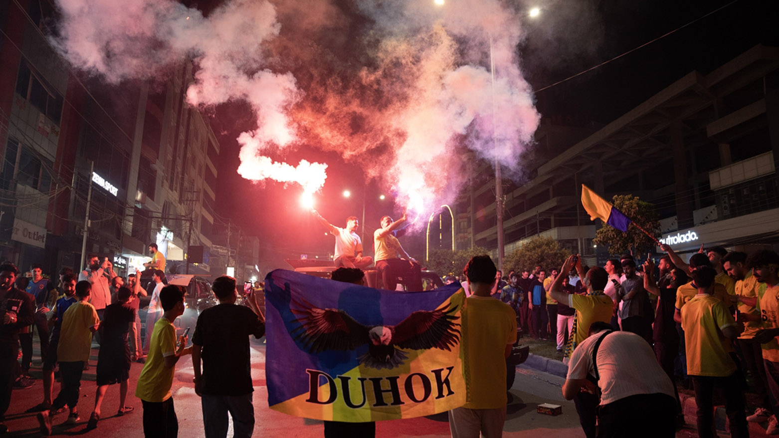 Duhok SC fans poured into the streets of Duhok on Jul. 18, 2025. (Photo: Kurdistan24)