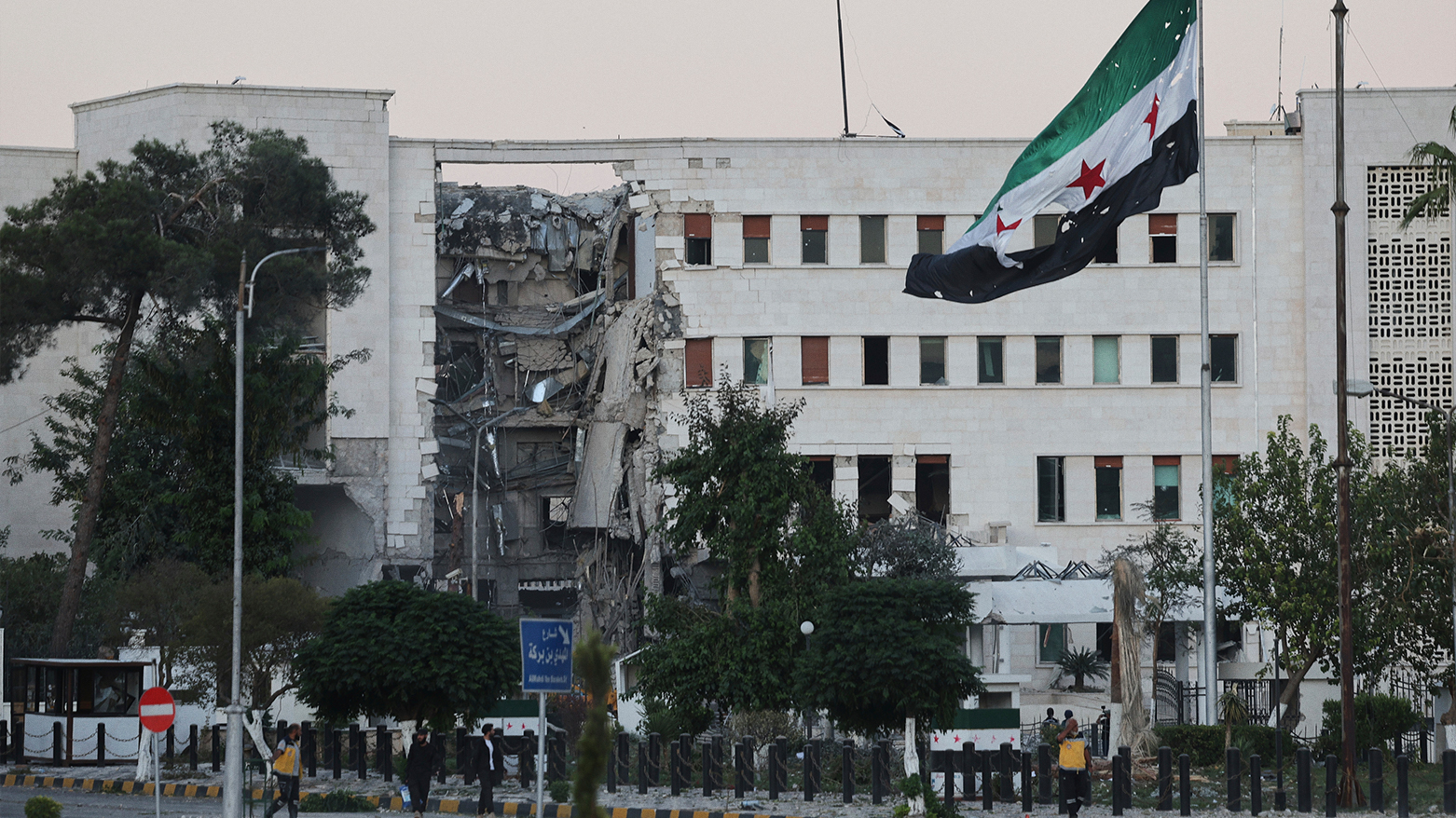 The Syrian Defense Ministry building sits heavily damaged after Israeli airstrikes in Damascus, Syria, July 16, 2025. (AP)