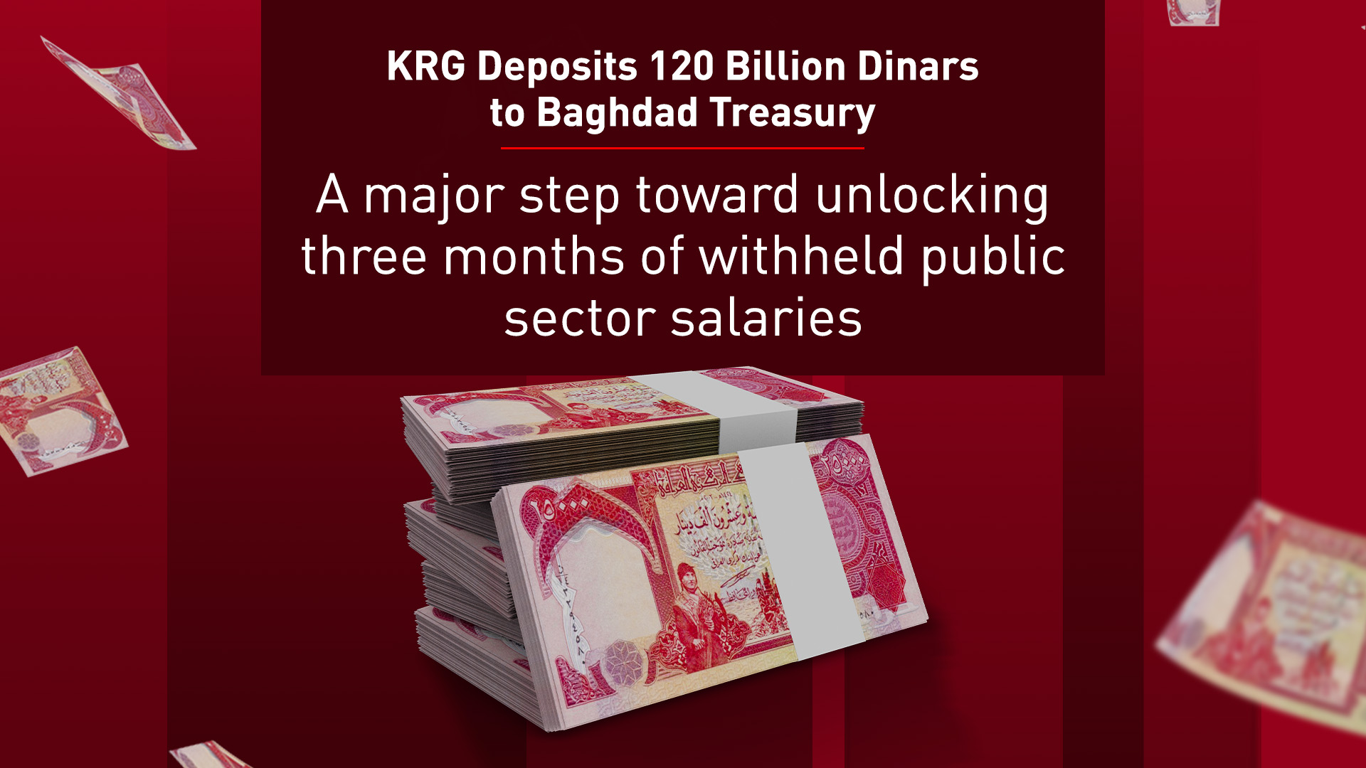 A stack of Iraqi dinar banknotes. (Graphics: Kurdistan24)