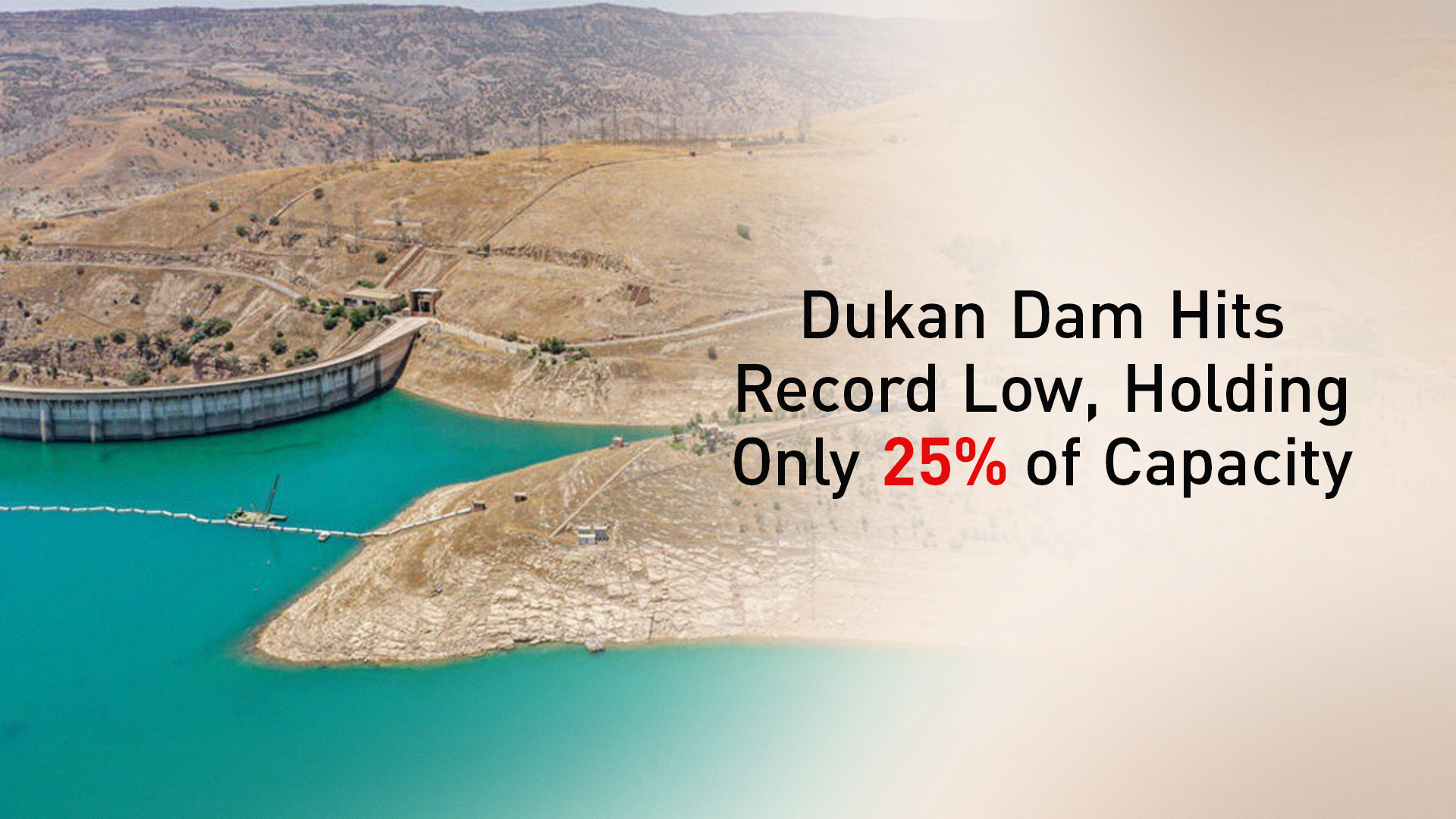 An aerial view of Dukan Dam. (Photo: Kurdistan24)