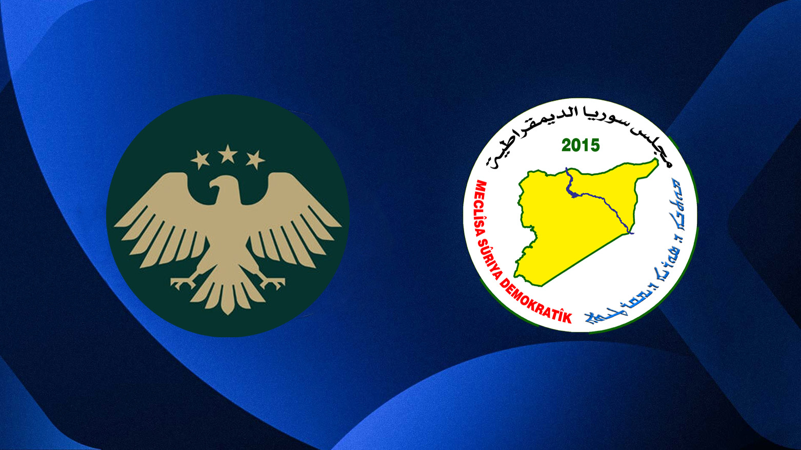 Official Syrian logo (L), SDC's logo (R). (Graphic: Designed by Kurdistan24)