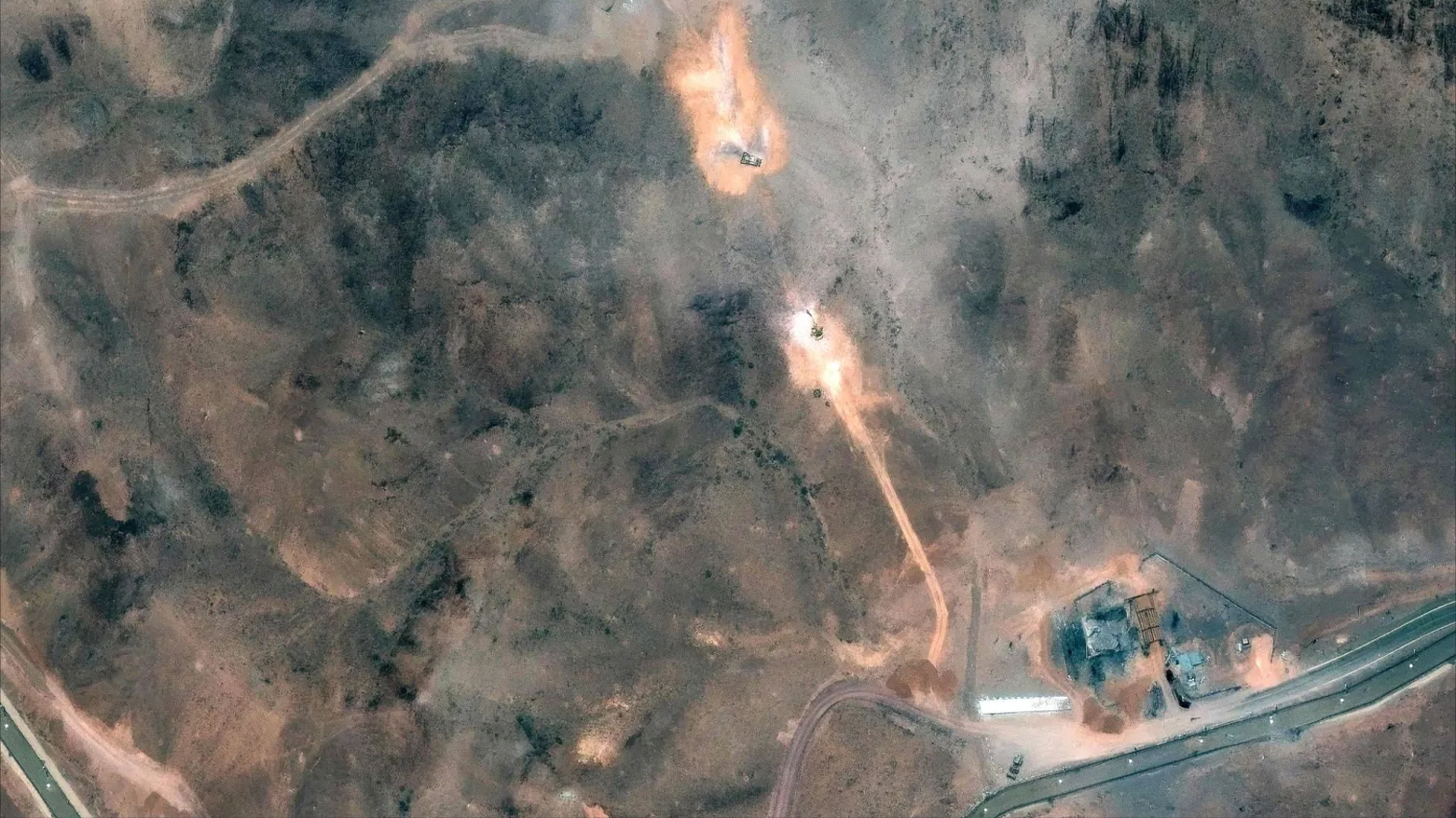 This MAXAR image shows Fordow Fuel Enrichment Plant complex following the U.S. Strike. (AFP)