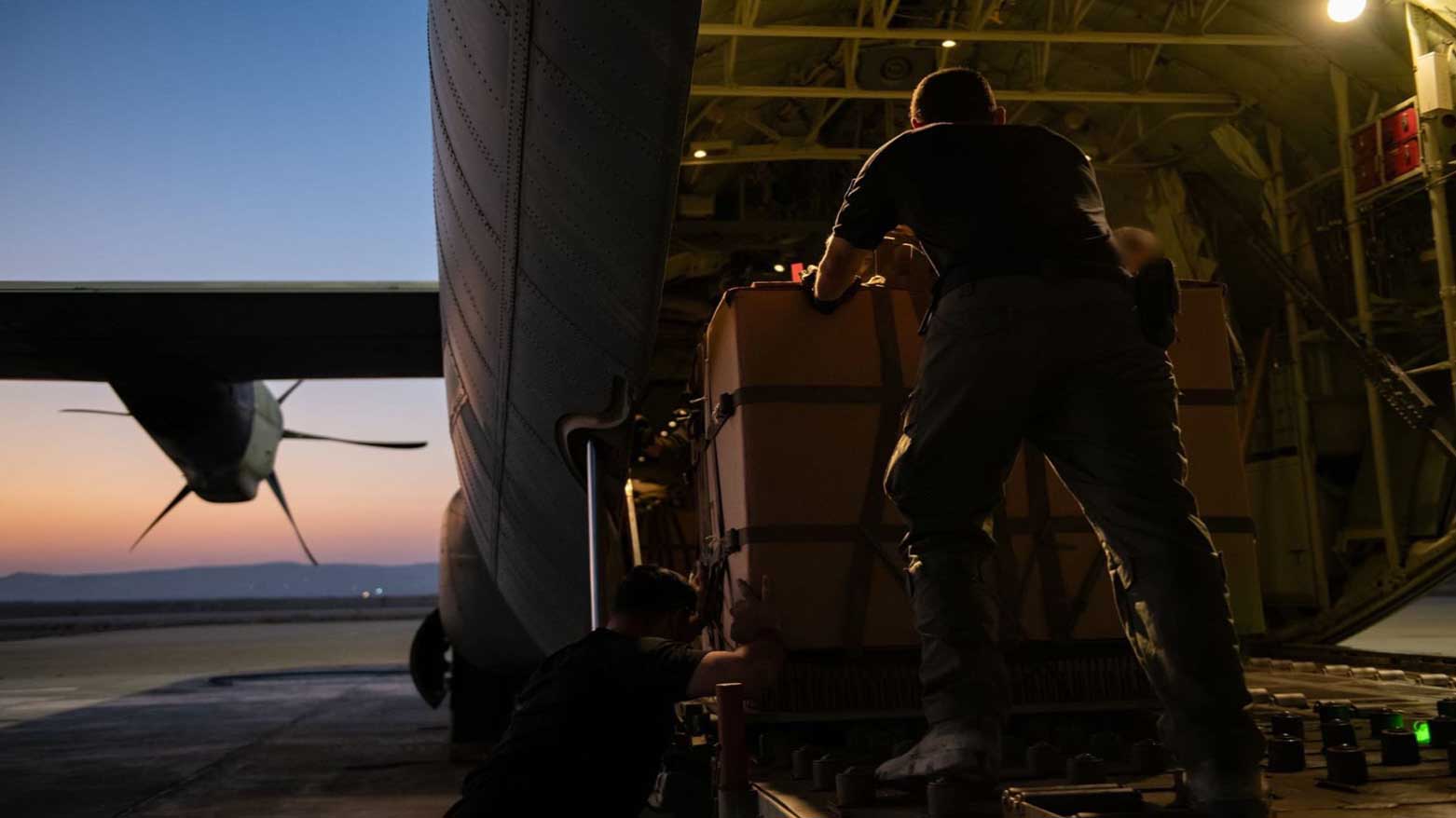 Planes being loaded with aids to be dropped in Gaza. (Photo: IDF)