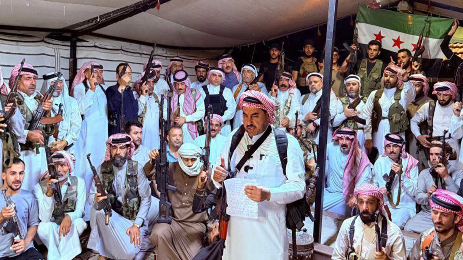 Members of Arab Bedouin tribes call for a full mobilization to attack Suwayda, July, 2025. (Photo: Social Media)