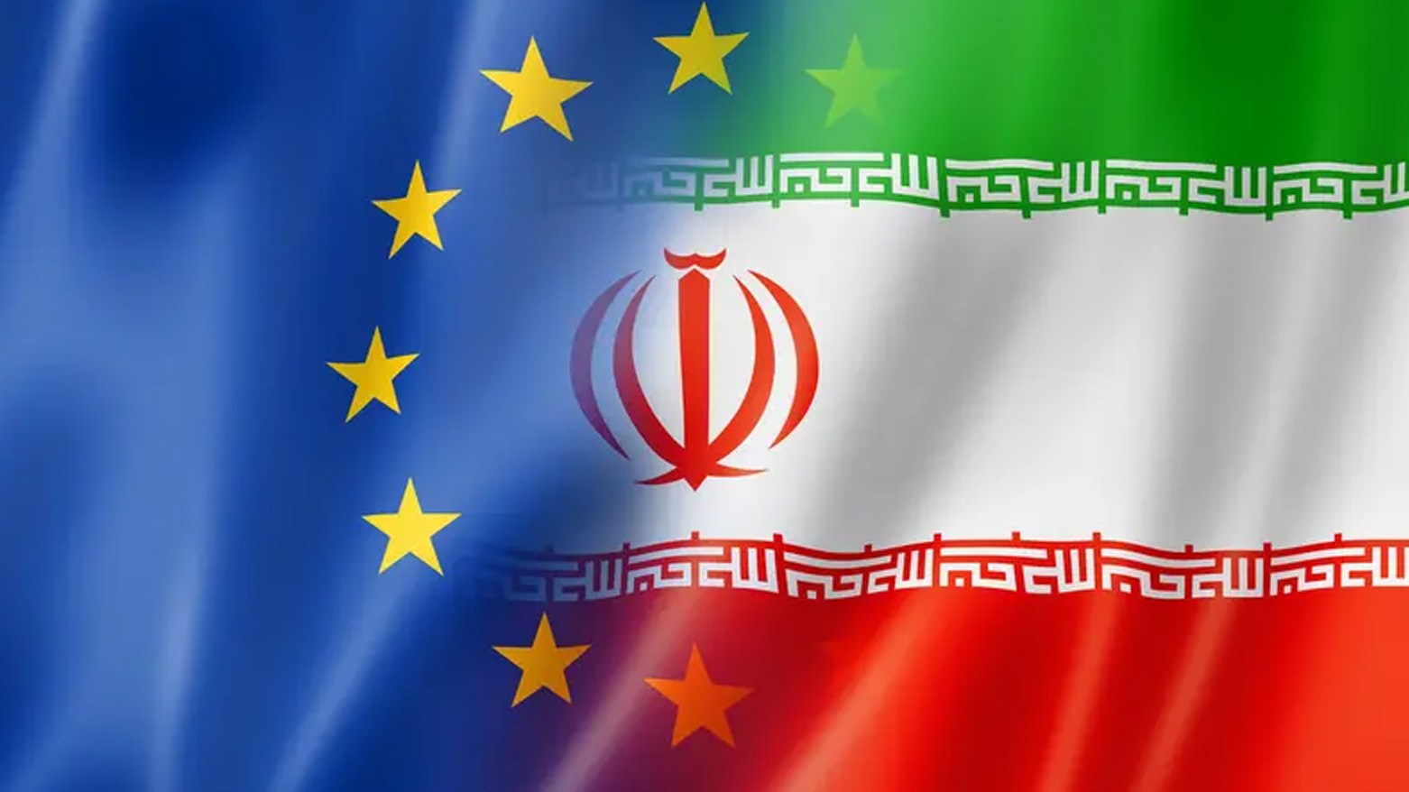 The flag of the European Union (L), Flag of Iran (R). (Photo: Designed by Kurdistan24)