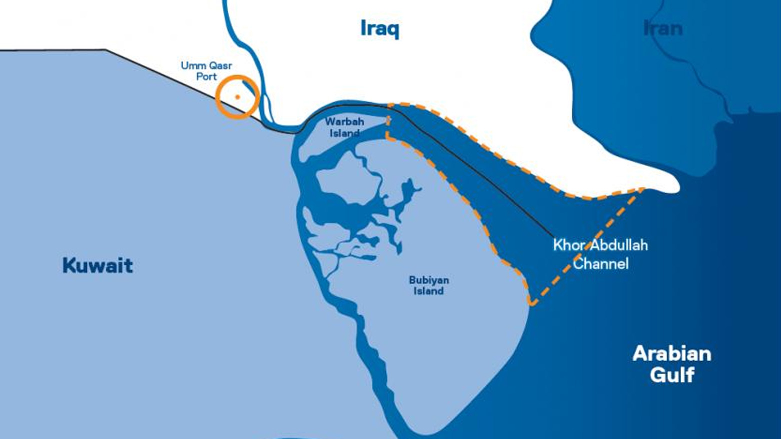 A map showing Khor Abdullah maritime channel between Iraq and Kuwait. (Photo: Social Media)