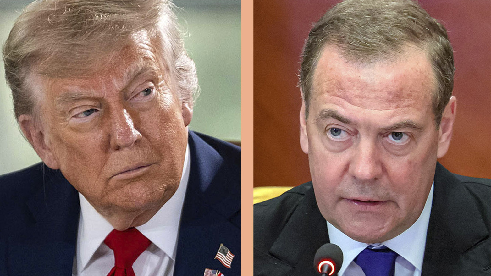 U.S. President Donald Trump (L), former Russian President Dmitry Medvedev (R). (Photo: Designed by Kurdistan24)